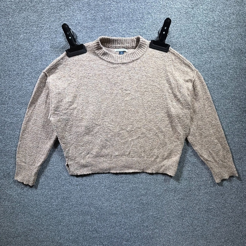 American Eagle Outfitters Sweater Womens S Beige Knit Cropped Mock Neck Pullover